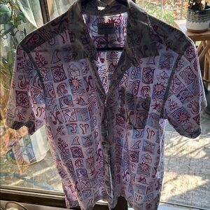 Quiksilver Red and White Casual Button Down Shirt